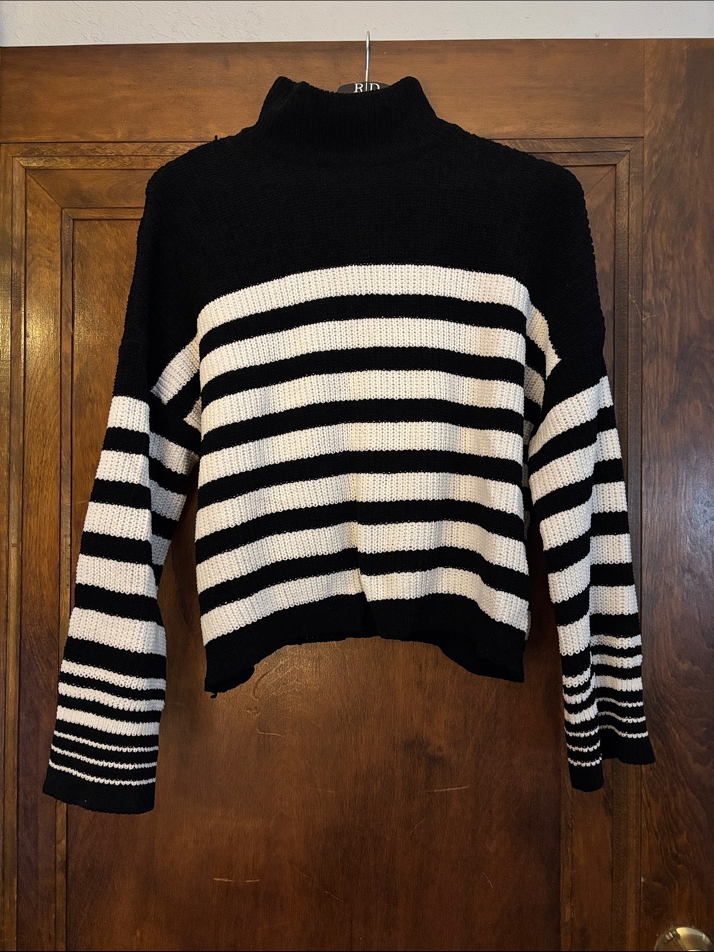 Sanctuary Black and White Striped Turtleneck Sweater